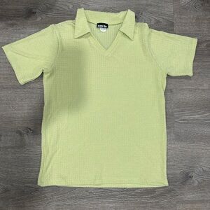 Sassy Vibes Light Green V-Neck Shirt